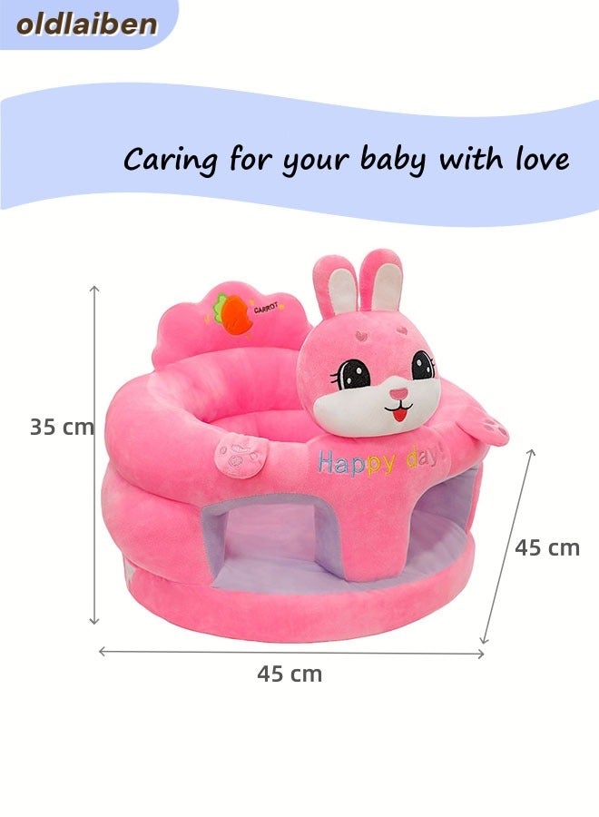 الدليبن مقعد دعم للجلوس للأطفال على شكل أريكة، مقعد أطفال قطيفة لطيف برسوم كرتونية، مقعد تعليمي للأطفال، مقعد أرضي مريح محمول للأطفال، هدية مثالية للأطفال الصغار لتعلم الجلوس (أرنب) - Image 2